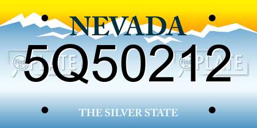 5Q50212 Nevada License Plate