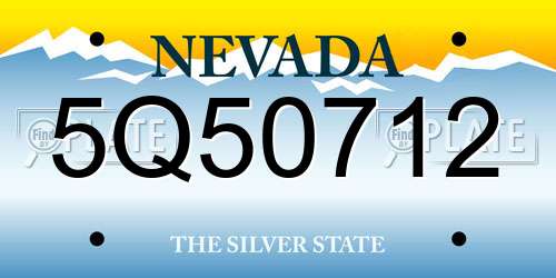 5Q50712 Nevada License Plate