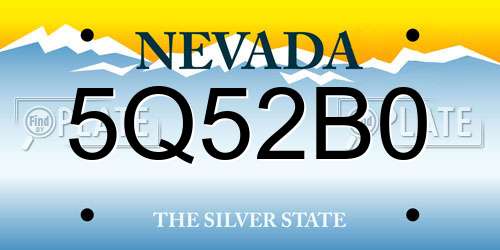 5Q52B0 Nevada License Plate