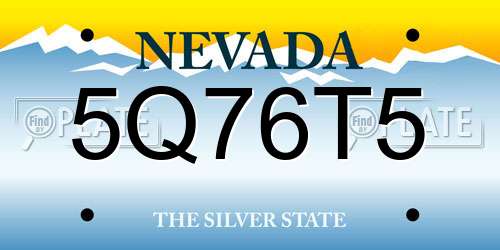 5Q76T5 Nevada License Plate