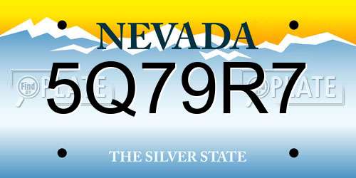 5Q79R7 Nevada License Plate
