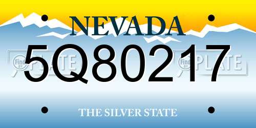 5Q80217 Nevada License Plate