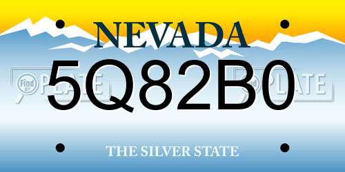 5Q82B0 Nevada License Plate