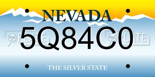 5Q84C0 Nevada License Plate