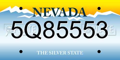 5Q85553 Nevada License Plate