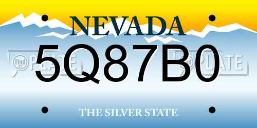 5Q87B0 Nevada License Plate