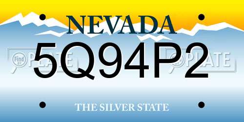 5Q94P2 Nevada License Plate