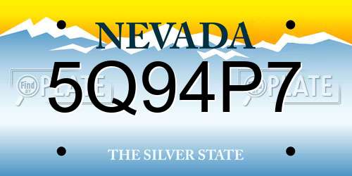 5Q94P7 Nevada License Plate