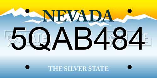 5QAB484 Nevada License Plate