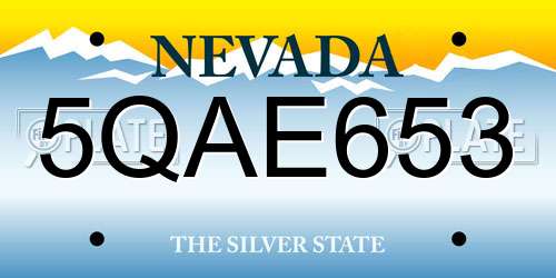 5QAE653 Nevada License Plate
