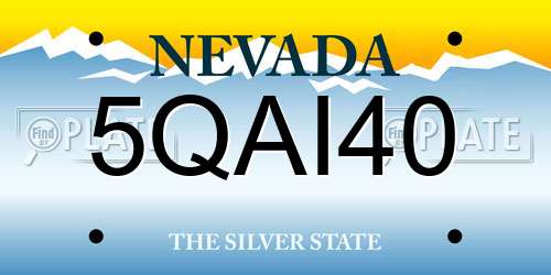 5QAI40 Nevada License Plate