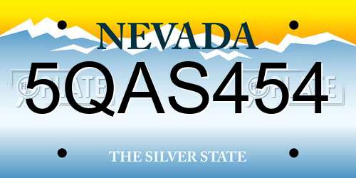 5QAS454 Nevada License Plate
