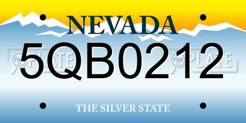 5QB0212 Nevada License Plate