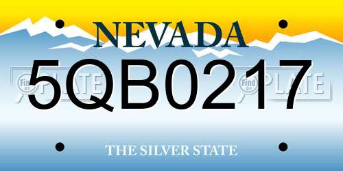 5QB0217 Nevada License Plate