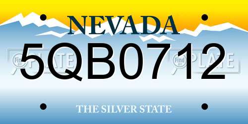 5QB0712 Nevada License Plate