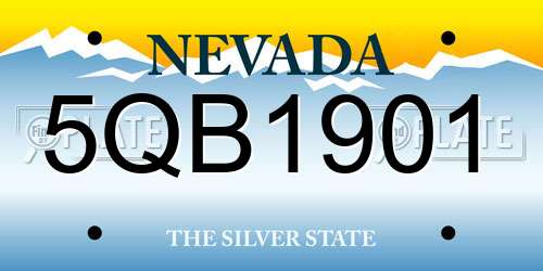 5QB1901 Nevada License Plate