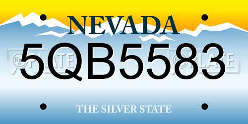 5QB5583 Nevada License Plate
