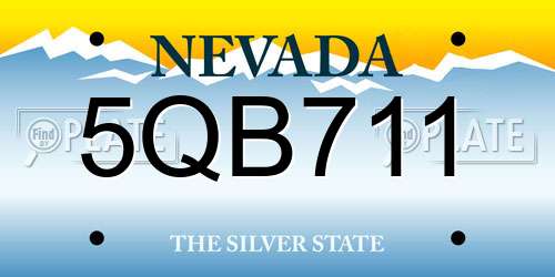 5QB711 Nevada License Plate