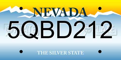 5QBD212 Nevada License Plate