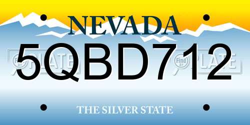 5QBD712 Nevada License Plate