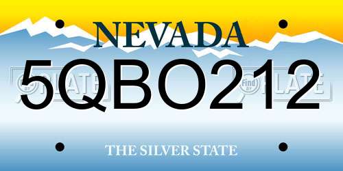 5QBO212 Nevada License Plate