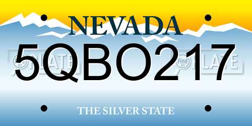5QBO217 Nevada License Plate
