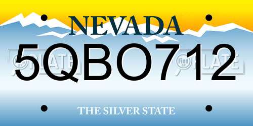 5QBO712 Nevada License Plate