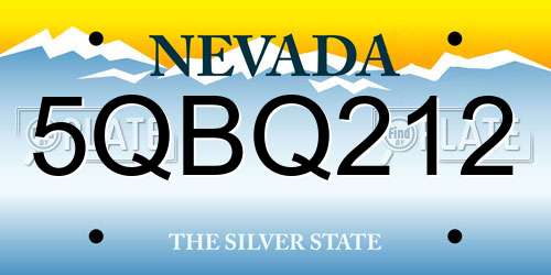 5QBQ212 Nevada License Plate