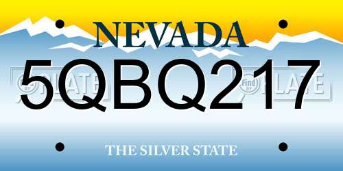 5QBQ217 Nevada License Plate
