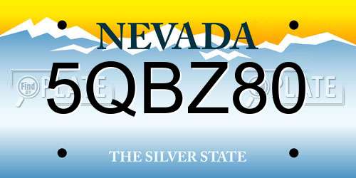 5QBZ80 Nevada License Plate