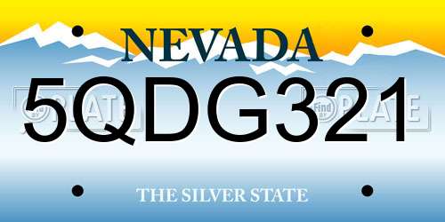 5QDG321 Nevada License Plate