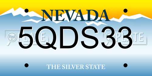5QDS33 Nevada License Plate
