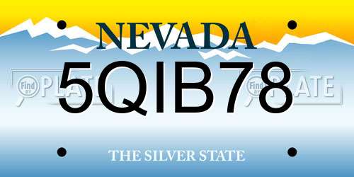 5QIB78 Nevada License Plate