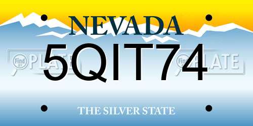 5QIT74 Nevada License Plate
