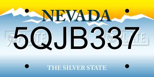 5QJB337 Nevada License Plate