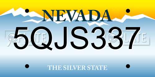 5QJS337 Nevada License Plate