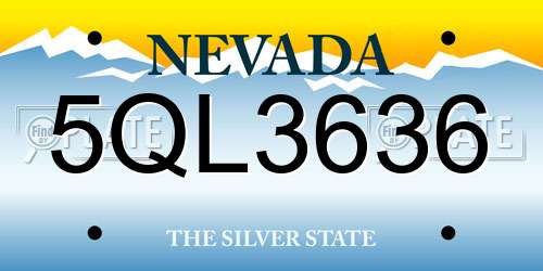 5QL3636 Nevada License Plate