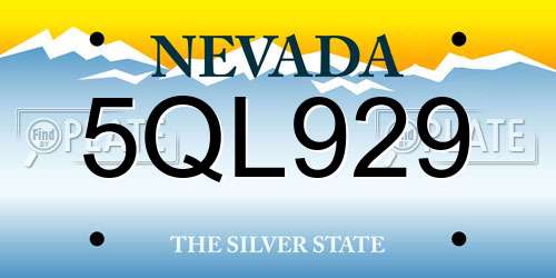 5QL929 Nevada License Plate