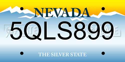 5QLS899 Nevada License Plate