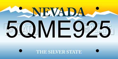 5QME925 Nevada License Plate
