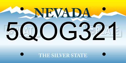 5QOG321 Nevada License Plate