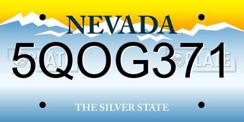 5QOG371 Nevada License Plate