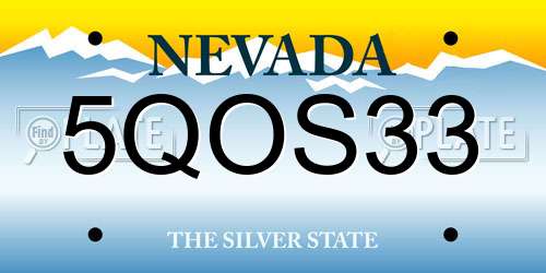 5QOS33 Nevada License Plate