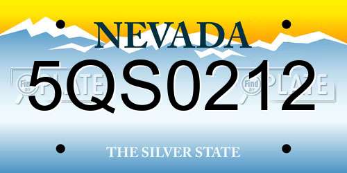 5QS0212 Nevada License Plate