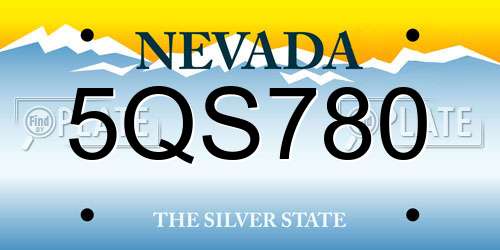5QS780 Nevada License Plate