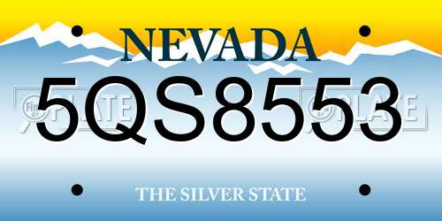 5QS8553 Nevada License Plate