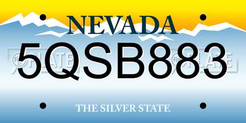 5QSB883 Nevada License Plate