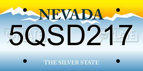 5QSD217 Nevada License Plate