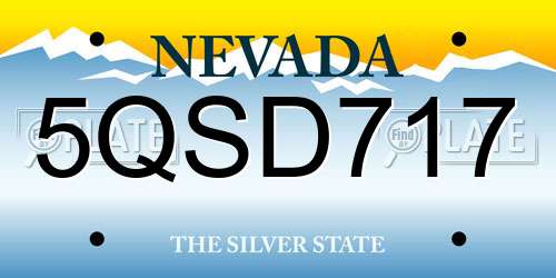 5QSD717 Nevada License Plate