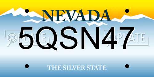 5QSN47 Nevada License Plate